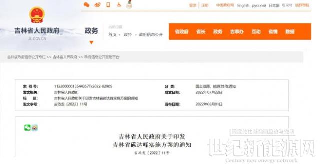 到2030年，風光裝機容量達到6000萬千瓦左右！《吉林省碳達峰實施方案》發(fā)布