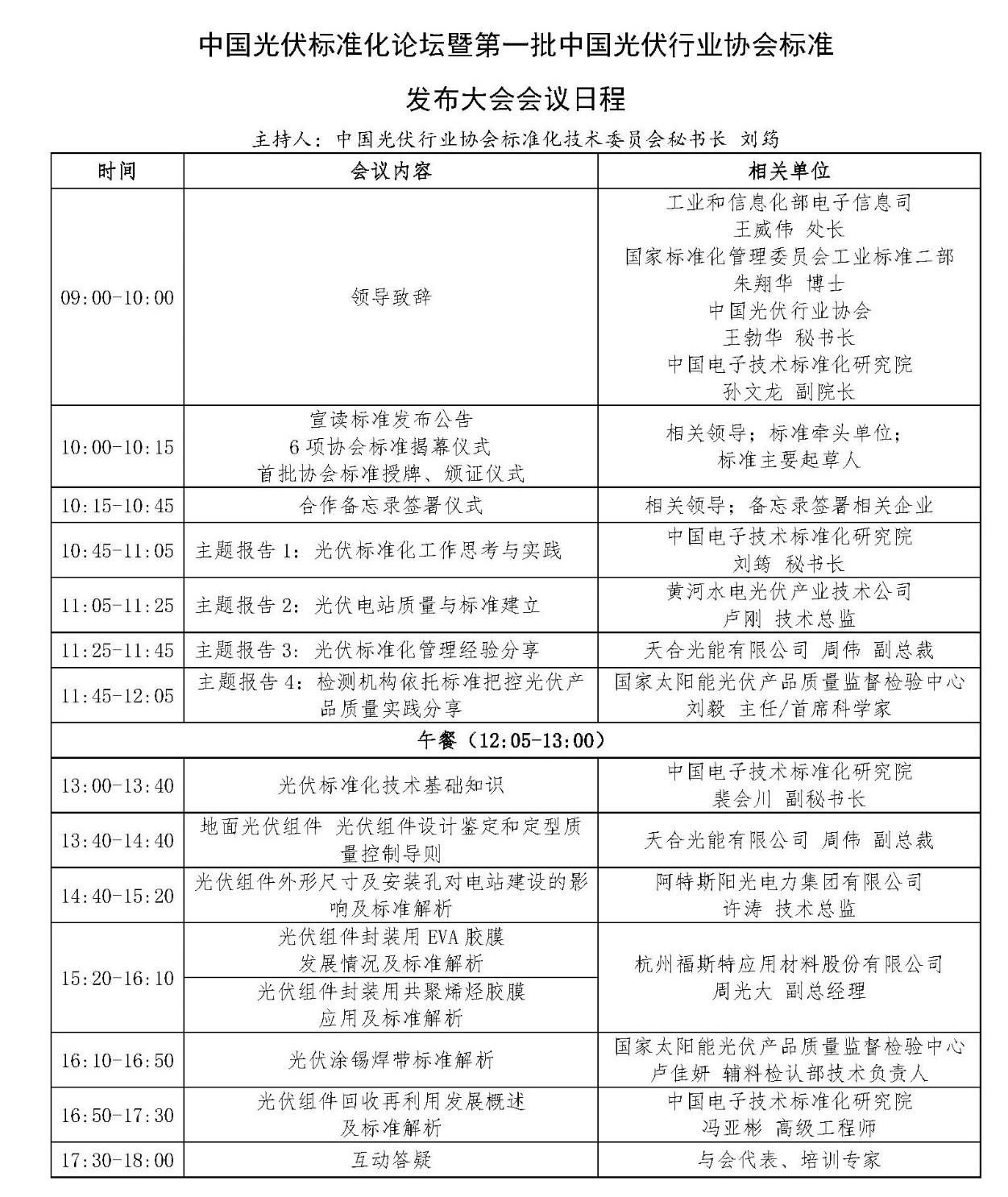 中國光伏標準化論壇暨第一批中國光伏行業協會標準發布會順利召開